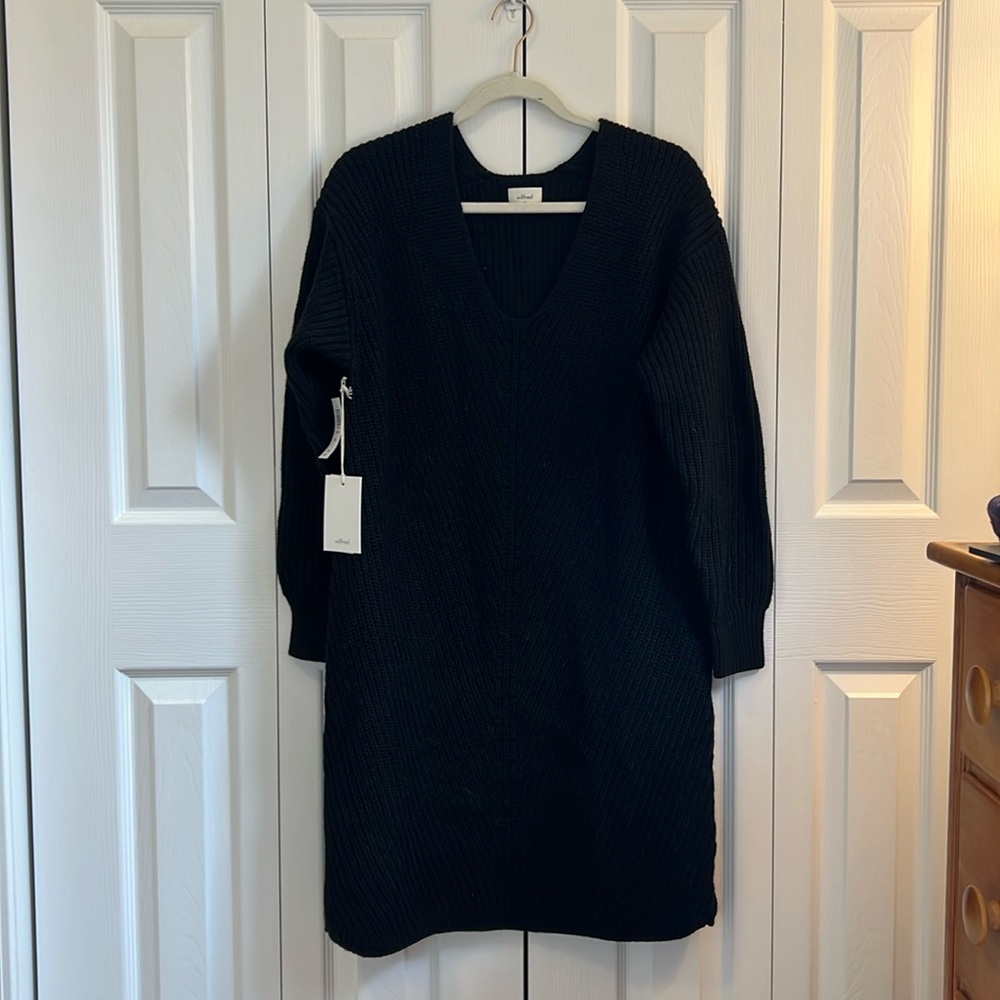 NWT Aritzia Wilfred Seville Merino Wool Sweater Dress in Black - Picture 2 of 8